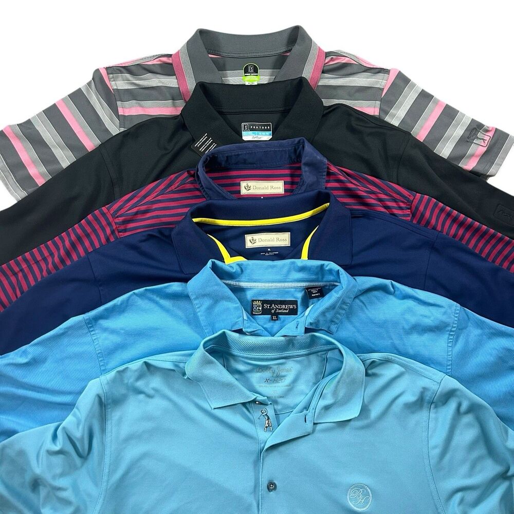 Lot Of 6 Golf Polos Men’s XL PGA Tour Bobby Jones Donald Ross Performance Flex